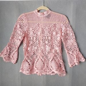 Bold Elements 3/4 Sleeve Lace Crochet Blouse